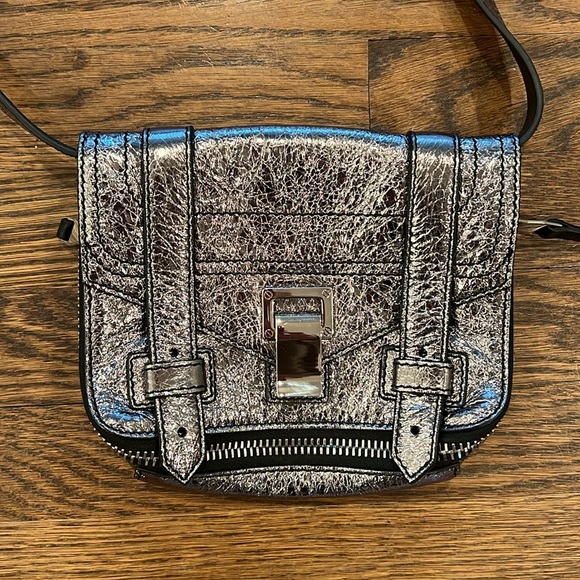💕HP💕Proenza Schouler Mini PS1 Metallic silver Leather Crossbody Bag - Picture 7 of 16